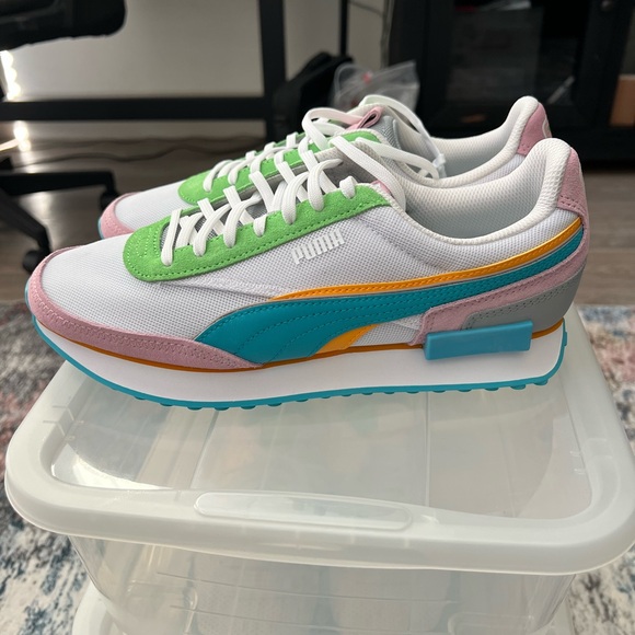 Puma Green and Pink Retro Sneakers - Picture 1 of 6
